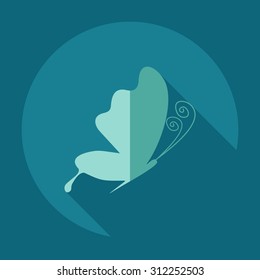 Flat modern design with shadow icons butterfly
