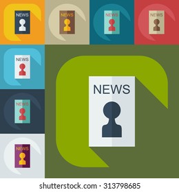 Flat modern design with shadow icons journalist