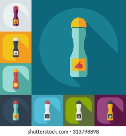 Flat modern design with shadow icons hair spray