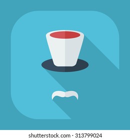 Flat modern design with shadow icons mustache hat