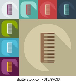Flat modern design with shadow icons comb