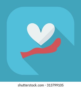 Flat modern design with shadow icons heart in hand