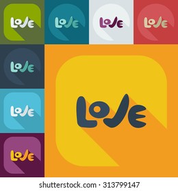 Flat modern design with shadow icons love