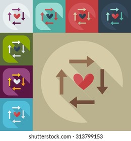 Flat modern design with shadow icons sign of love