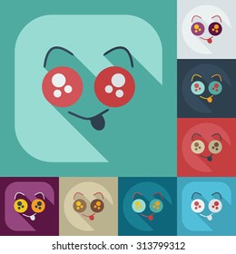 Flat modern design with shadow icons smiley with tongue