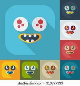 Flat modern design with shadow icons smiley happy