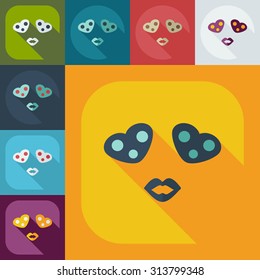 Flat modern design with shadow icons in love