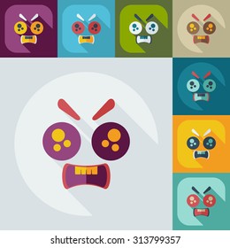 Flat modern design with shadow icons evil smiley