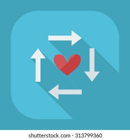 Flat modern design with shadow icons sign of love