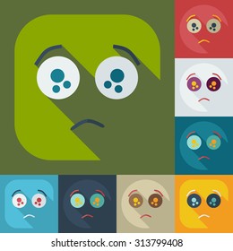 Flat modern design with shadow icons sad smiley