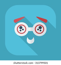 Flat modern design with shadow icons bespectacled smiley