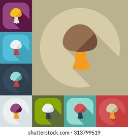 Flat modern design with shadow icons fungus