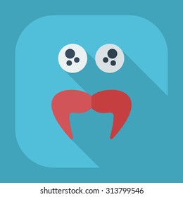 Flat modern design with shadow icons smiley mustache