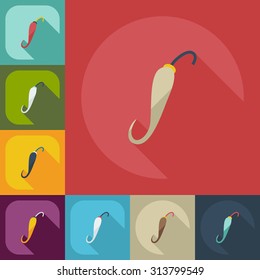 Flat modern design with shadow icons hot peppers