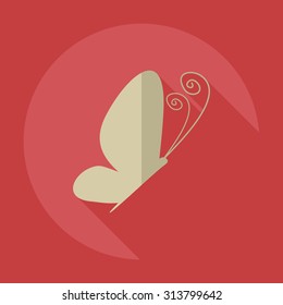 Flat modern design with shadow icons butterfly