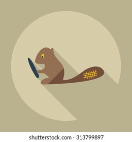 Flat modern design with shadow icons beaver