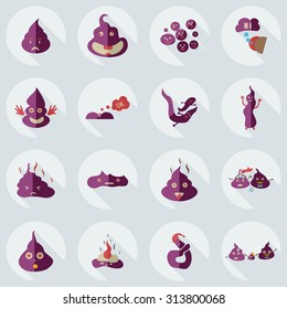 Flat modern design with shadow icons faeces