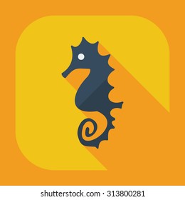 Flat modern design with shadow icons seahorses   