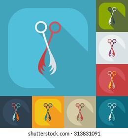 Flat modern design with shadow icons thinning scissors