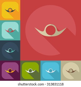 Flat modern design with shadow icons mustache