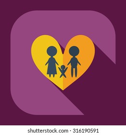 Flat modern design with shadow icons loving family