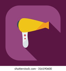 Flat modern design with shadow icons hairdryer