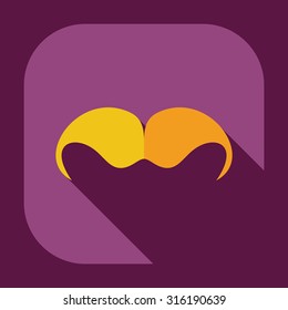 Flat modern design with shadow icons mustache