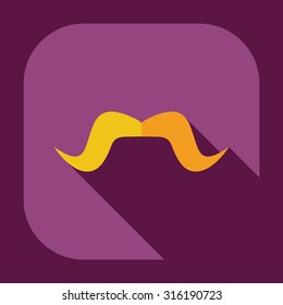 Flat modern design with shadow icons mustache