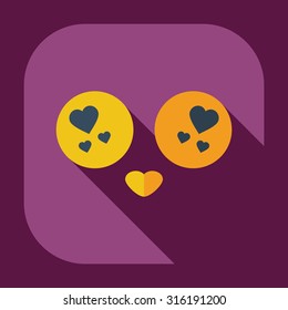 Flat modern design with shadow icons smiley in love