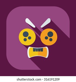Flat modern design with shadow icons evil smiley