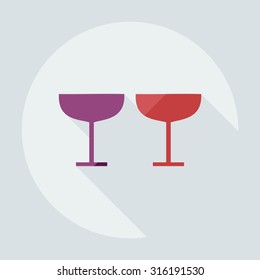 Flat modern design with shadow icons wineglass