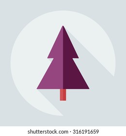 Flat modern design with shadow icons Christmas tree