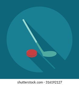 Flat modern design with shadow icons hockey