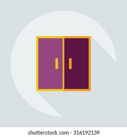 Flat modern design with shadow icons wardrobe, furniture