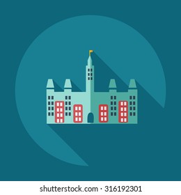 Flat modern design with shadow icons castle Canada