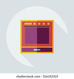 Flat modern design with shadow icons oven, kitchen