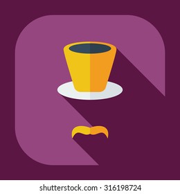 Flat modern design with shadow icons mustache hat