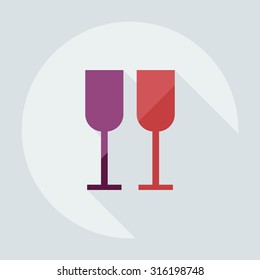 Flat modern design with shadow icons wineglass
