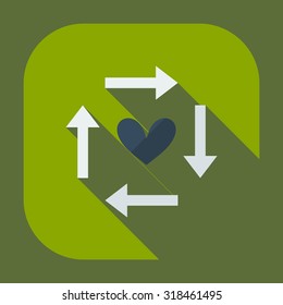 Flat modern design with shadow icons sign of love