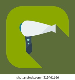 Flat modern design with shadow icons hairdryer