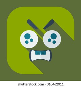 Flat modern design with shadow icons evil smiley