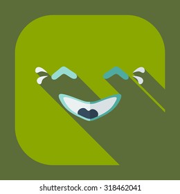 Flat modern design with shadow icons smiley laughing