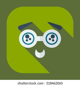 Flat modern design with shadow icons bespectacled smiley