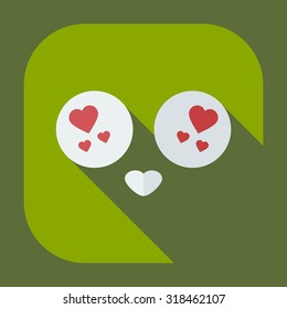 Flat modern design with shadow icons smiley in love