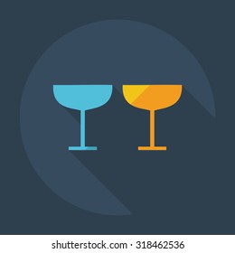 Flat modern design with shadow icons wineglass