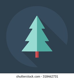 Flat modern design with shadow icons Christmas tree