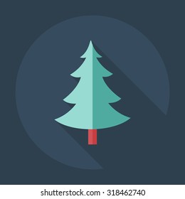 Flat modern design with shadow icons Christmas tree
