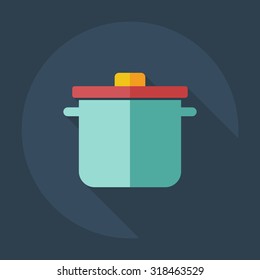 Flat modern design with shadow icons saucepan