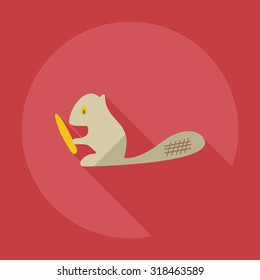 Flat modern design with shadow icons beaver