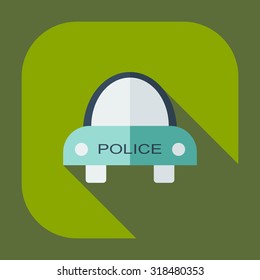 Flat modern design with shadow icons cop car